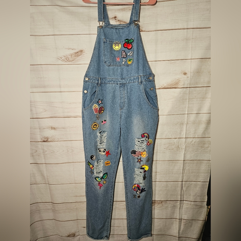 Curtain Call Costumes Jean Overalls with Patches